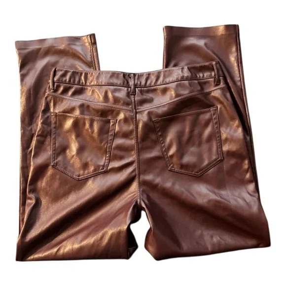 Maroon Faux Leather Pants - Picture 2 of 6